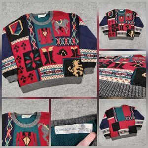 VTG Robert Scott Ltd Womens 40 100% Pure Wool Knit‎ Crewneck Equestrian Sweater